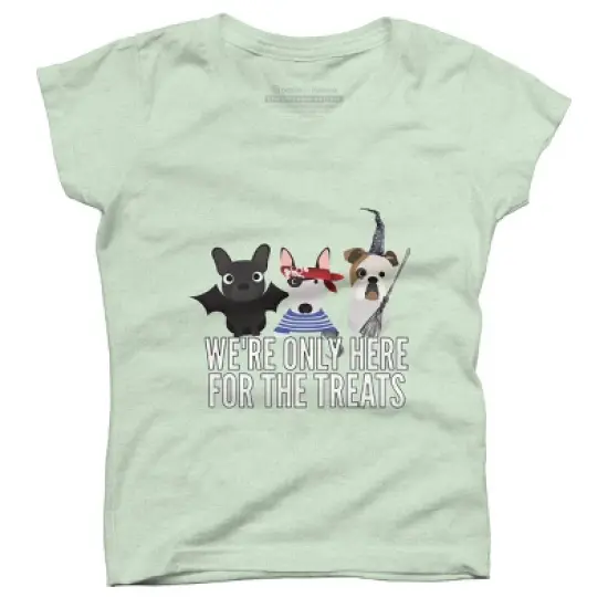 Girl's Design By Humans Dog Halloween - We're Only Here For The Treats By PedigreePrints T-Shirt image {5}