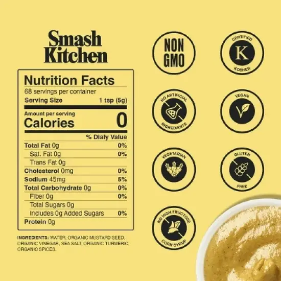 Smash Kitchen Organic Dijon Mustard, 12 oz Bottle, Pack of 4 image {2}