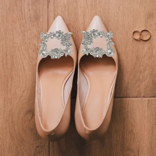 Unique Bargains Women's Rhinestone Shoe Clips Silver Tone 2 Pcs image {4}