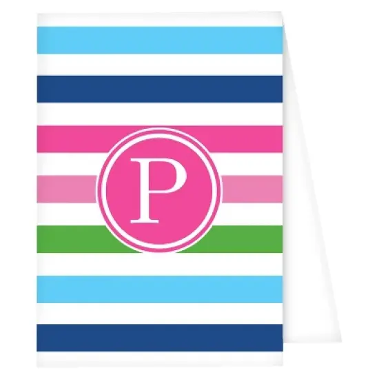 10ct Note Cards - Preppy Stripe Monogram - P image {2}