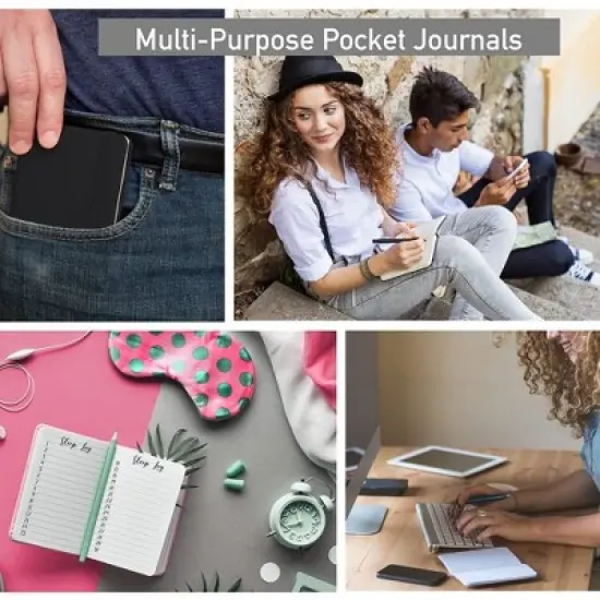 Simply Genius A6 Pocket Size Mini Notebooks with Hardcover - Pocket Journal - 124 pages (3.7" x 5.7"), Inner Pocket (Black, 12 Pack) image {4}