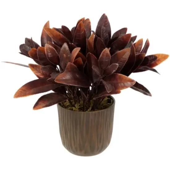 Northlight 8" Two-Tone Artificial Foliage Plant in a Textured Lined Pot image {2}