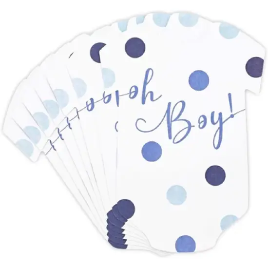 Sparkle and Bash Set of 50 Baby Boy Predictions and Advice Cards for Shower Game Activity & Gender Reveal Party, Oh Boy Polka Dot Design, Blue image {5}