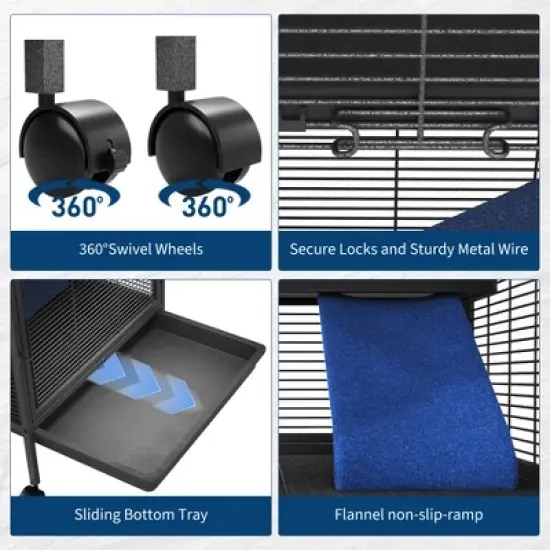 Metal Small Animal Cage, 6-Tier Ferret Cage with Removable Flannel ramps and Hammock for Chinchillas/Guinea Pig/Rabbit/Rolling Critter Nation Cage image {3}