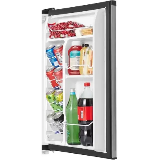 Whirlpool 4.3 cu ft Mini Refrigerator Stainless Steel WH43S1E: Compact Dorm Fridge, Energy Star, Reversible Door, 2 Shelves image {4}