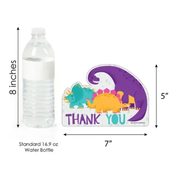 Big Dot of Happiness Roar Dinosaur Girl - Shaped Thank You Cards - Dino Mite Baby Shower or Birthday Party Thank You Cards with Envelopes - Set of 12 image {4}