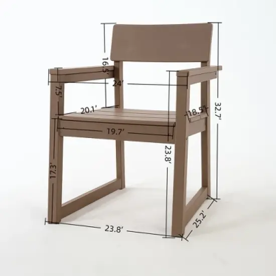 FIONECA 5-Piece HDPE Outdoor Dining Set with Umbrella Hole &uml;C Weather-Resistant Patio Table & 4 Armrest Chairs, Wood Finish image {6}