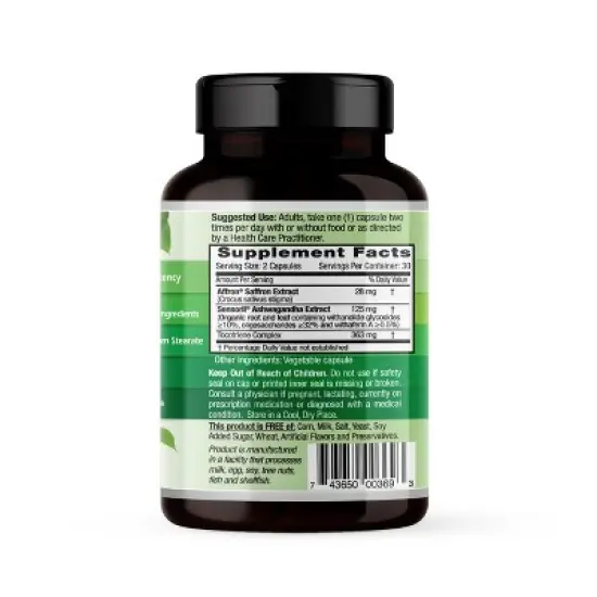 Emerald Labs Elevated - Saffron & Sensoril Ashwagandha Supplement - 60 Vegetable Capsules image {1}