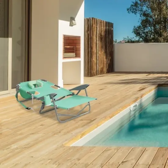 Ostrich Lightweight Portable Outdoor On Your Back Folding Reclining Chair for Lawn Beach Camping with 5 Seat Adjustment Backpack Straps and Cup Holder image {3}