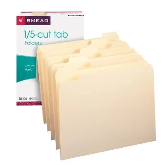 Smead File Folder, 1/5-Cut Tab, Letter Size, Manila, 100 Per Box (10350) image {6}