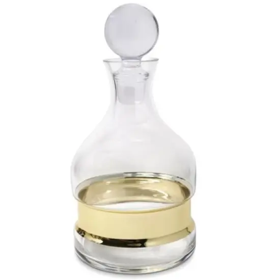 Classic Touch Wine Decanter with Gold Strip, 10"H image {3}