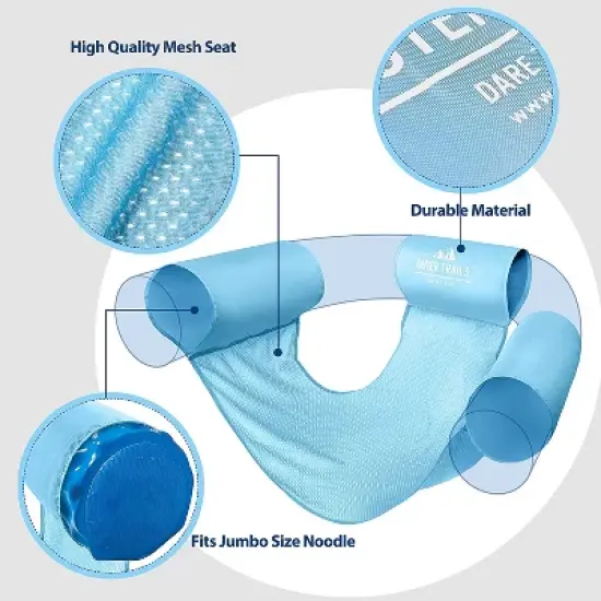 3KB Outer Trails JUMBO Sling Mesh Pool Noodles Chair, Light Blue, 2 Slings image {2}