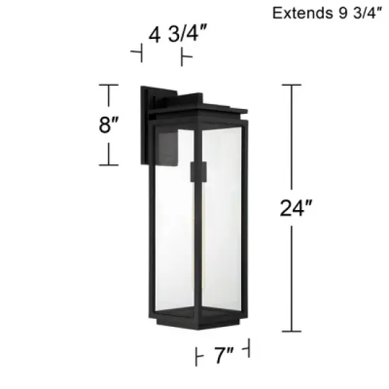 Possini Euro Design Atkins Modern Outdoor Wall Light Fixture Matte Black 24" Clear Glass for Post Exterior Barn Deck House Porch Yard Patio Outside image {7}