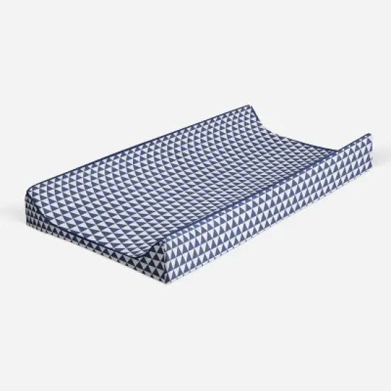 Bacati - Navy Triangles Quilted Muslin Changing Pad Cover image {6}