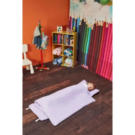 EVERYDAY KIDS Toddler Nap Mat &ndash;Solid Lavender&ndash; Soft Microfiber, Rollup with Handle & Pillow, for Preschool, Daycare, or Travel -Ages 2-6 years image {1}