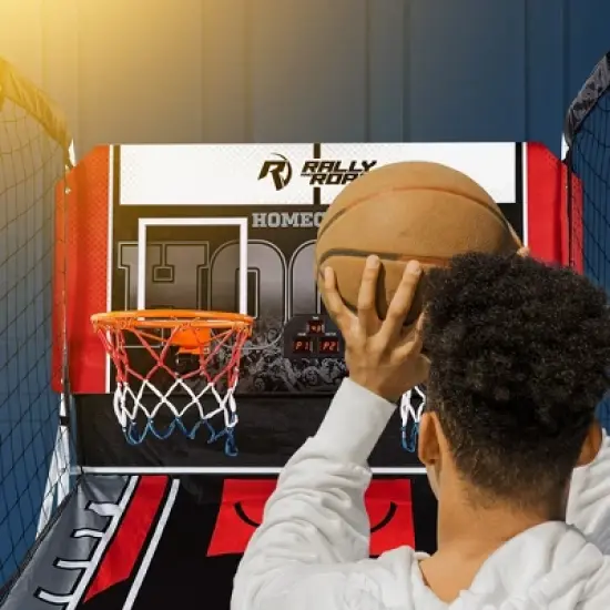 Rally and Roar Indoor Home 2 Player Hoop Dual Shootout Basketball Arcade Game with Preset Games, LED Scoreboard, Side Netting, 3 Basketballs and Pump image {4}
