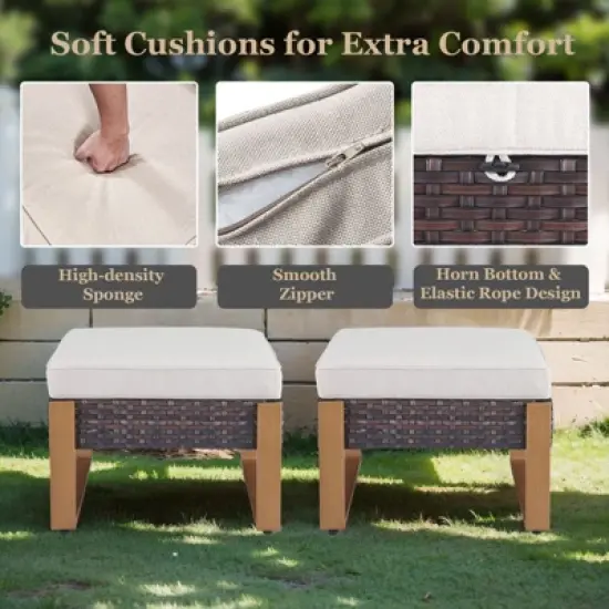 Gymojoy 5 Pieces Outdoor Patio Sofa Club Chair with Ottoman Set image {14}