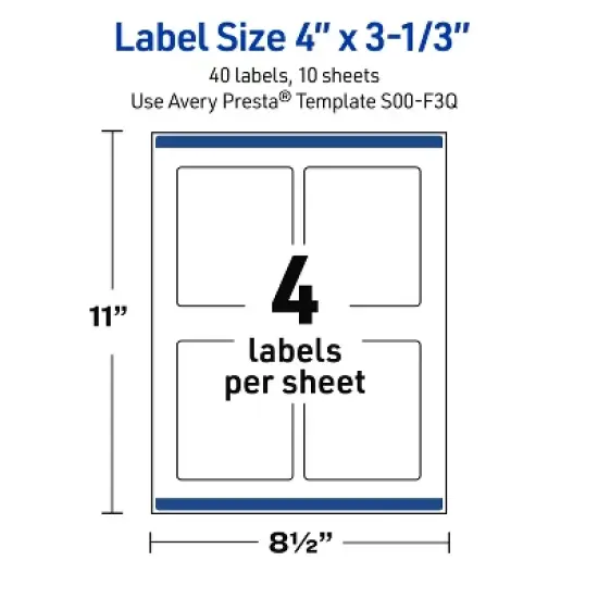 Avery Rectangle Labels, Watercolors Design, 4" x 3-1/3", 40ct image {4}
