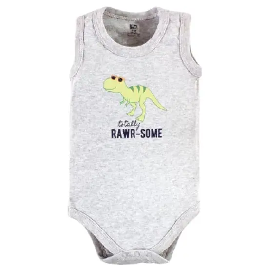 Hudson Baby Infant Boy Cotton Sleeveless Bodysuits, Cool Dinosaurs image {2}