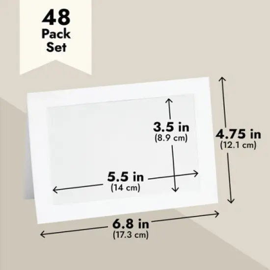 Best Paper Greetings 48-Pack Photo Frame Cards with Envelopes, Notecards for 4x6 Picture Insert for Weddings, Graduation, Christmas, Birthdays (White) image {3}