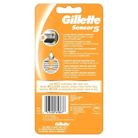 Gillette Sensor Men's 5 Blade Disposable Razors - 2ct image {2}