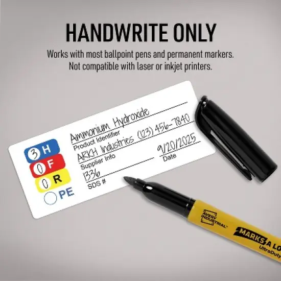 Avery HMIS Secondary Container Labels, Waterproof, Chemical Resistant, Preprinted, Handwrite-Only, 1" x 2.5", 240 HMIS Labels image {2}