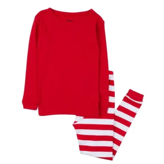 Leveret Kids Two Piece Cotton Striped Christmas Pajamas image {6}