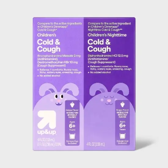 Children's Multi-Symptom Day & Night Cold Relief Syrup - Grape - 2pk/8 fl oz - up&up&trade; image {5}
