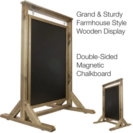 Excello Global Products Black Handcrafted Chalkboard Sign: Sidewalk Sign Message Board with Double Sided Display image {2}