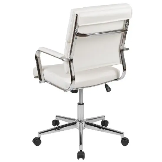 Merrick Lane Ergonomic Swivel Office Chair Panel Style Mid-Back Computer Desk Chair with Padded Metal Arms & Base image {3}