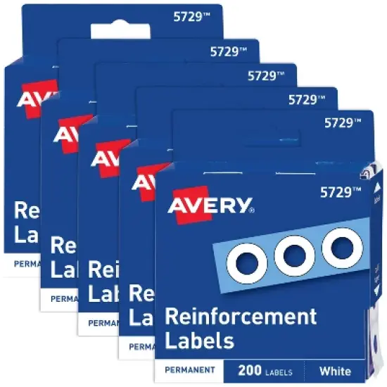 Avery Hole Reinforcements, White, 400 Labels, (5 Pack of 5729) image {2}