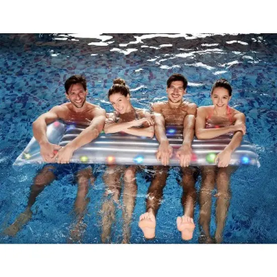 Pool Central 67.75&rdquo; Inflatable LED Lighted 1-Person Floating Air Mattress Raft - Clear image {1}