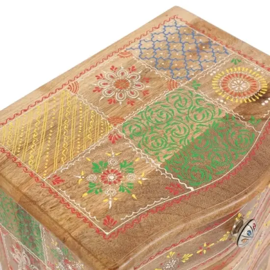 Ailey Handcrafted Boho Mango Wood 3 Drawer Nightstand Natural - Christopher Knight Home image {10}