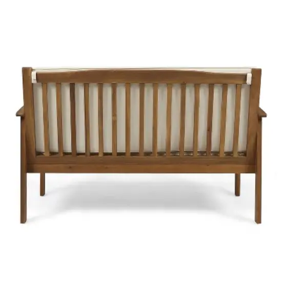 FIONECA Acacia Wood Outdoor Loveseat with Cushions, Patio Seating for Garden, Backyard, Porch, or Balcony image {8}