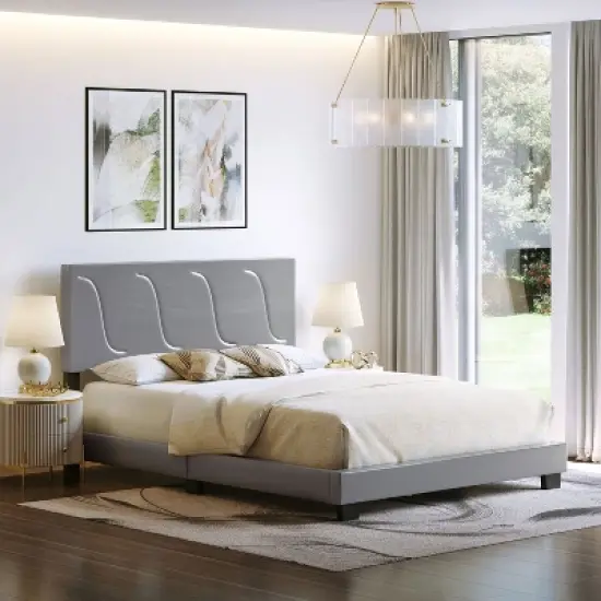 Boyd Sleep Brussels Faux Leather Platform Bed Frame and Headboard image {3}