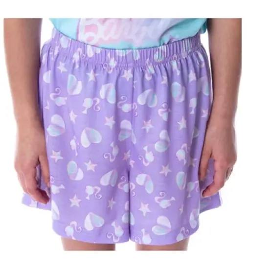Barbie Little Girls' Unicorn Love Shirt and Shorts 2 PC Pajama Set Unicorn Love image {3}
