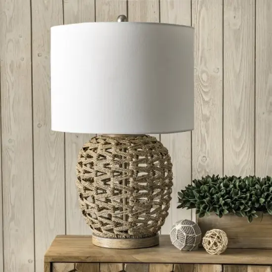 nuLOOM Bristol 24" Rattan Table Lamp Lighting - Tan 23.5" H x 15" W x 15" D image {4}
