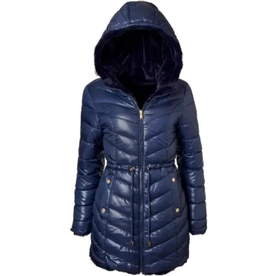 Sportoli Womens Winter Coat Reversible Faux Fur Lined Quilted Puffer Jacket image {10}