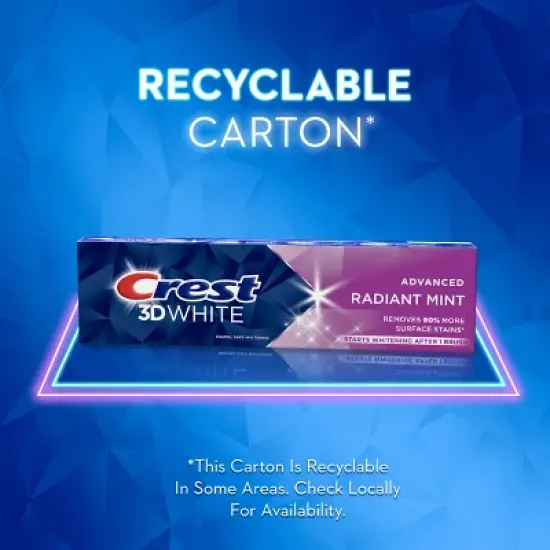 Crest 3D White Advanced Teeth Whitening Toothpaste, Radiant Mint image {7}