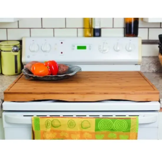 Camco 43548 4 Burner Grooved Bamboo Stove Top Work Surface with Adjustable Legs image {3}