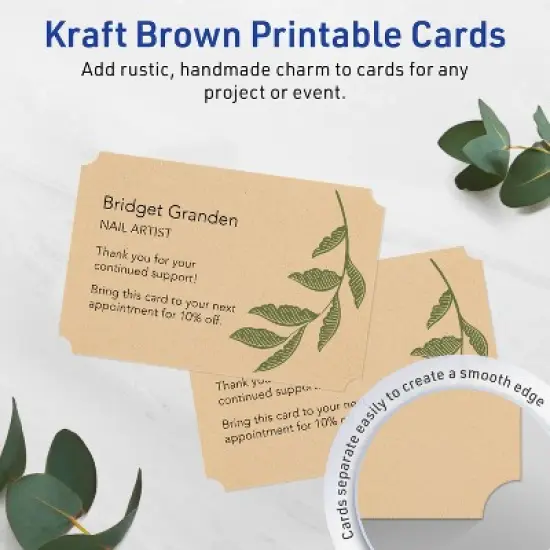 Avery Kraft Brown Invitation Cards, 5" x 7" Rectangle Scalloped Edge image {1}