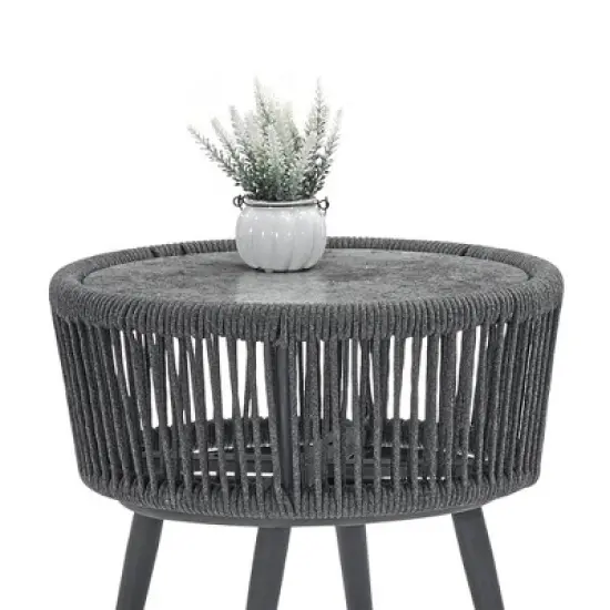 3pc Outdoor Wicker Conversation Set with Cushions - Dark Gray - GODEER image {11}