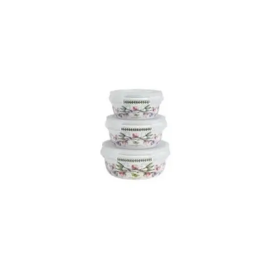 Portmeirion Botanic Garden 6.5-Inch Round Storage Container with Lid - Airtight & Snap-Locking Seal, Microwave, Oven, Dishwasher Safe image {3}