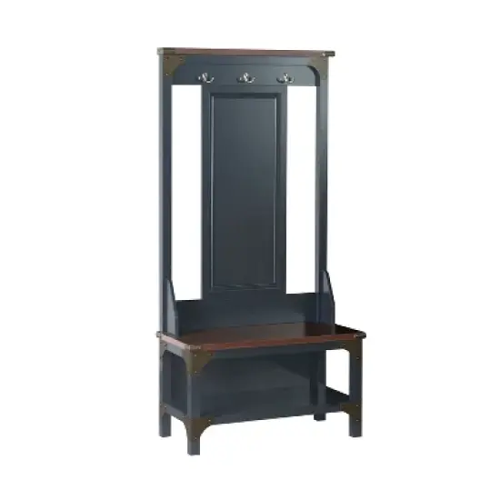 Saint Birch Ansel Hall Tree and Shoe Bench, Cherry/Antiue Black image {2}