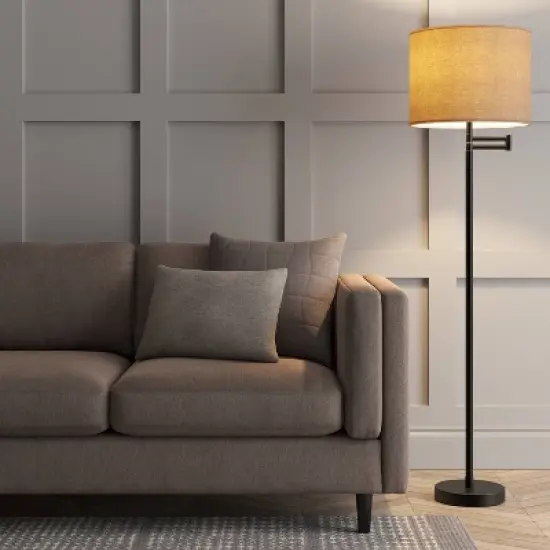 Metal Column Swing Arm Floor Lamp Black - Threshold&trade; image {2}