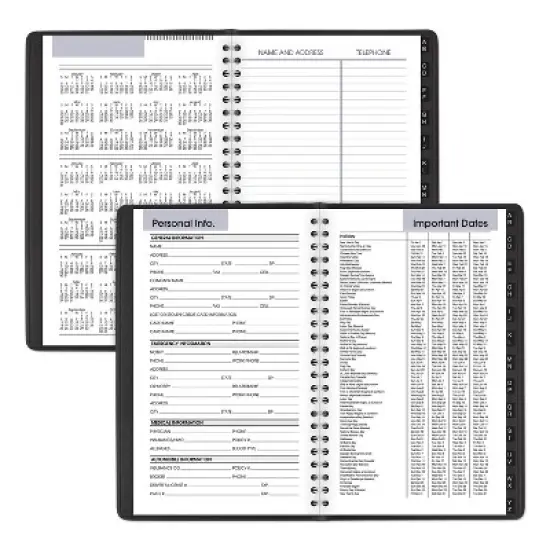 DayMinder Block Format Weekly Appointment Book, Tabbed Telephone/Add Section, 8.5 x 5.5, Black, 12-Month (Jan to Dec): 2026 image {3}