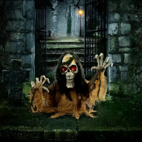 Joyfy Halloween Decoration Light-up Zombie Groundbreaker Prop, Animated Skeleton Zombie with Creepy Sound for Outdoor, Lawn, Yard, Patio Decor image {9}