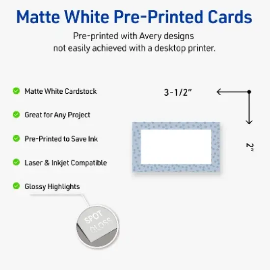 Avery Business Cards, Polka Dots Design, 2" x 3.5", 80ct image {1}