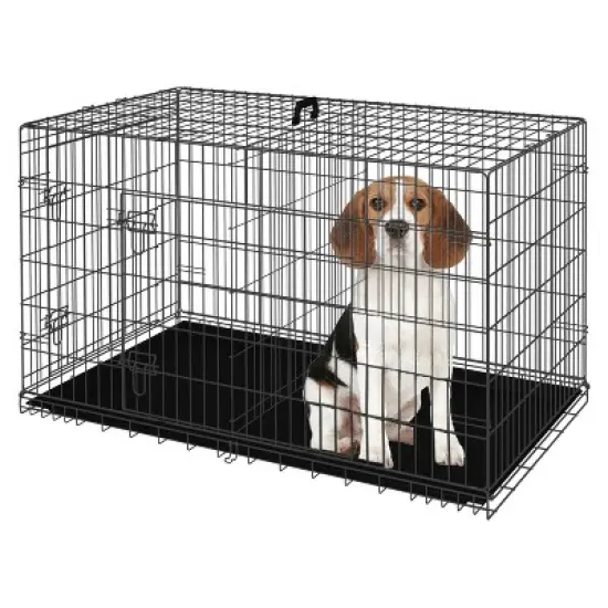 BestMassage 24/30/36/42/48 Inch Dog Crate Dog Cage Dog Kennel with Double Door Removable Tray & Handle Indoor Outdoor Pet Crate image {7}