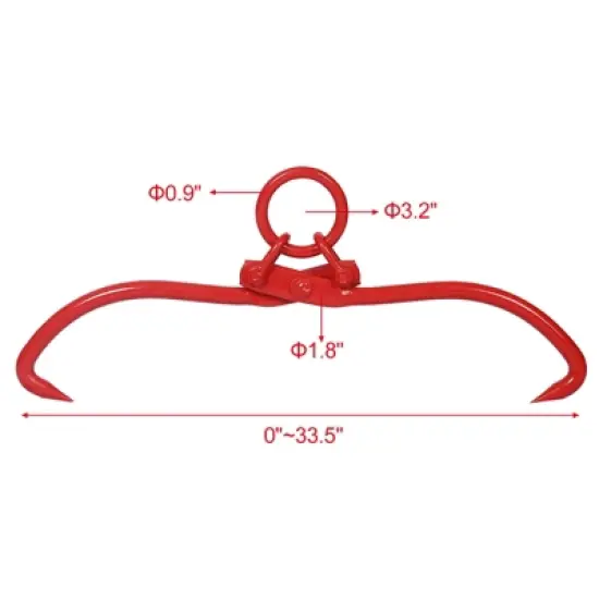 Log Lifting Tongs Felled Claw Hook Lumber Skidding Tongs 32" Heavy Duty Grapple Claw With Hook For Log Lifting Handling Dragging Carrying Tool image {4}